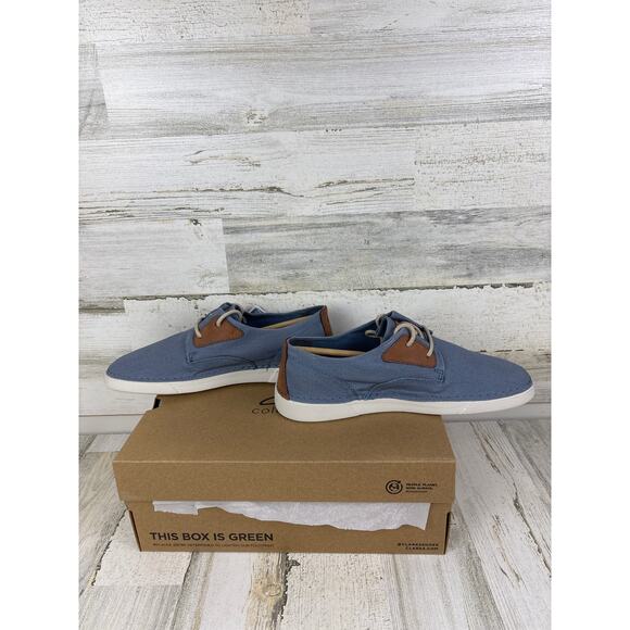 Clarks Men’s 10 Light Blue Gerald Tie Casual Lace Up Boat Shoes Loafers NEW